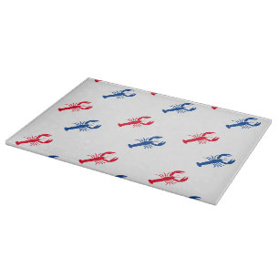 Planche À Découper Patriotique Rouge blanc et bleu homard motif verre