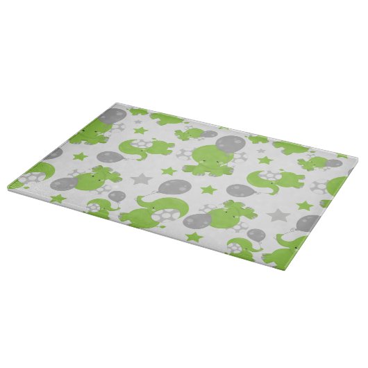 Planche À Découper Pattern of Green Elephants, Cute Elephants, stars (Coin)