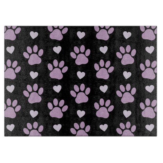 Planche À Découper Pattern of paws, Dog paws, Lilac paws, Hearts (Devant)