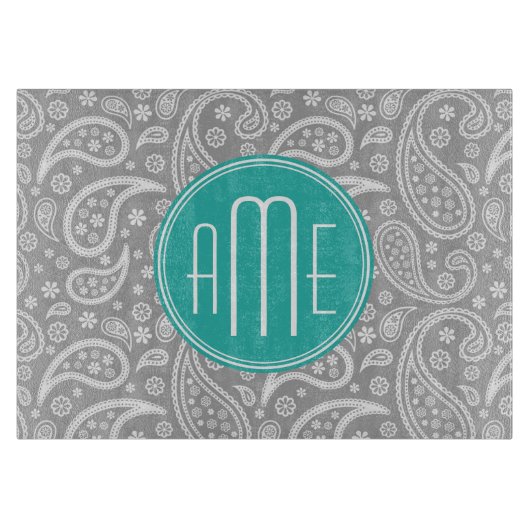 Planche À Découper Patterns bleus et monogram bleu (Devant)