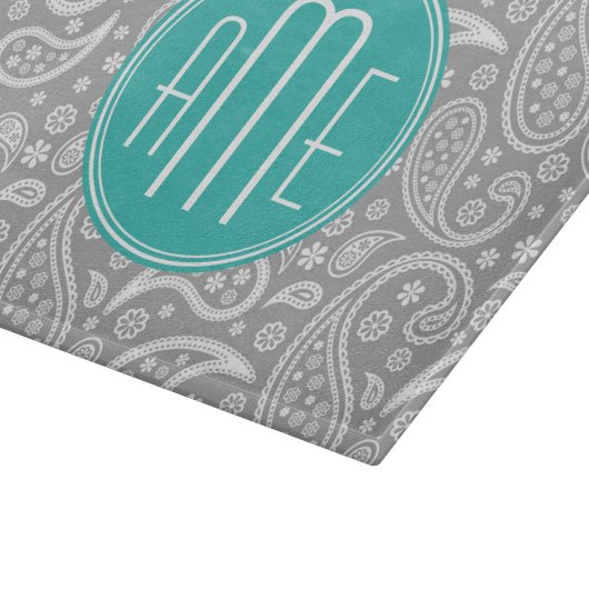 Planche À Découper Patterns bleus et monogram bleu (Coin)