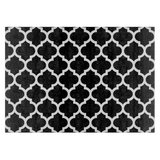 Planche À Découper Patters noirs White Moroccan Quatrefoil #5 (Devant)