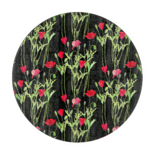 Planche À Découper Pavot rouge prairie estivale, fleurs sauvages