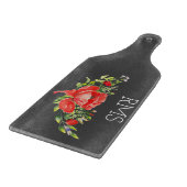 Planche À Découper Pavot rouge sur gris Monogramme personnalisable (Coin)