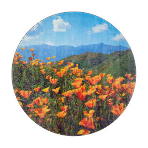 Planche À Découper Pavots de Californie couvrant un flanc de colline