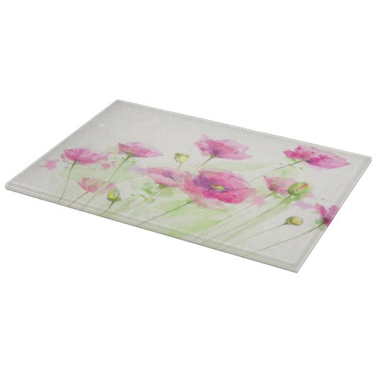 Planche À Découper Pavots peints 3 d'aquarelle (Coin)