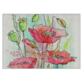 Planche À Découper Pavots peints d'aquarelle (Devant)