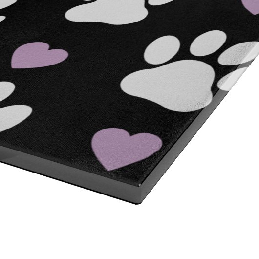 Planche À Découper Paw Motif, Chien Paws, White Paws, Lilac Hearts (Coin)