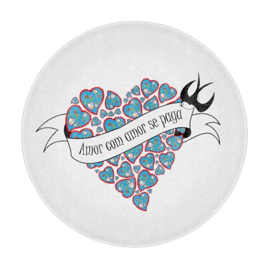 Planche À Découper Payer l'amour avec l'amour illustré proverbe portu (Devant)