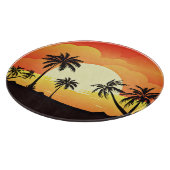 Planche À Découper Paysage au coucher du soleil avec palmiers (Coin)