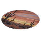 Planche À Découper Paysage de coucher de soleil désert avec cactus sa (Coin)