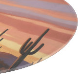 Planche À Découper Paysage de coucher de soleil désert avec cactus sa (Coin)