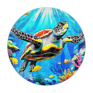 Planche À Découper Paysage de rêve de tortue marine vibrant