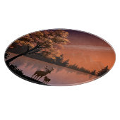 Planche À Découper Paysage du lever du soleil avec lac et Deers-51207 (Coin)