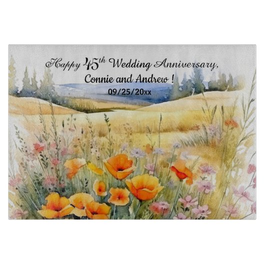 Planche À Découper Paysage fleur sauvage 45e anniversaire de Mariage (Devant)