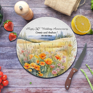Planche À Découper Paysage fleur sauvage 50e anniversaire de Mariage