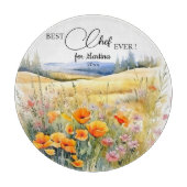 Planche À Découper Paysage fleur sauvage Meilleur Chef Jamais Cadeau (Devant)