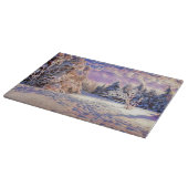 Planche À Découper Paysage hivernal avec l'aquarelle des arbres neigé (Coin)