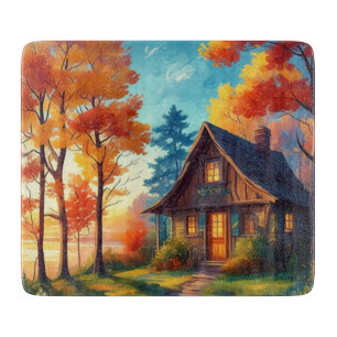 Planche À Découper Paysage naturel avec un chalet dans la forêt-6878