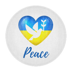Planche À Découper Peace Dove Ukraine - Coeur du drapeau