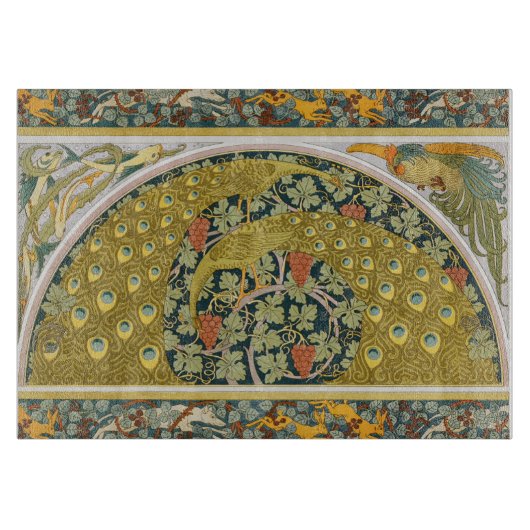 Planche À Découper Peacock Art Nouveau Style rond design complexe (Devant)