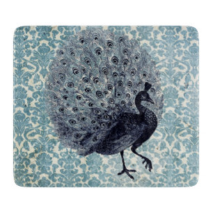 Planche À Découper Peacock vintage en Carré bleu