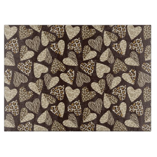 Planche À Découper Peau d'animal avec des coeurs (Devant)