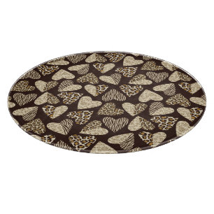 Planche À Découper Peau d'animal avec des coeurs