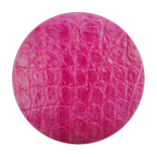 Planche À Découper Peau de crocodile rose, texture cuir