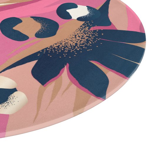 Planche À Découper Peau Léopard Moderne, Flore Exotique. (Coin)