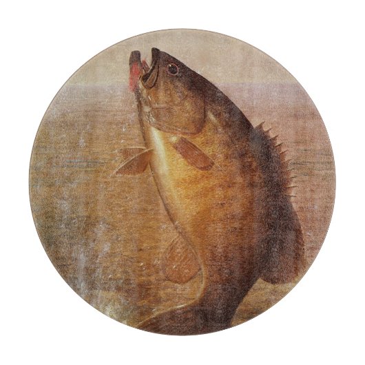 Planche À Découper Pêche à l'ancienne, Achigan à petite bouche bondis (Devant)