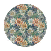 Planche À Découper Pêche Blanc Bleu Vert Floral (Devant)