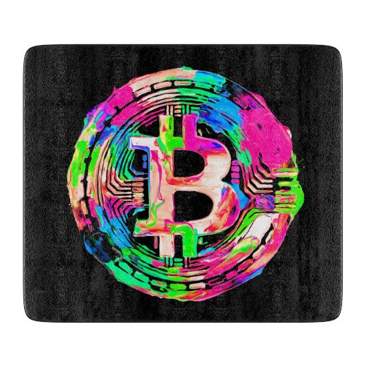 Planche À Découper Peinture à l'huile "Bitcoin Cypherpunk" (Devant)