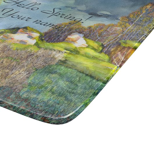 Planche À Découper Peinture à orage de printemps Aquarelle (Coin)