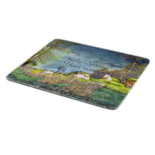 Planche À Découper Peinture à orage de printemps Aquarelle (Coin)