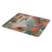 Planche À Découper Peinture Abstraite moderne Coral Turquoise Or Blan (Coin)