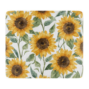 Planche À Découper Peinture aquarelle florale jaune Tournesols