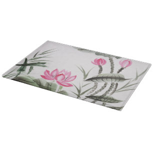 Planche À Découper Peinture d'aquarelle de la fleur de Lotus 2