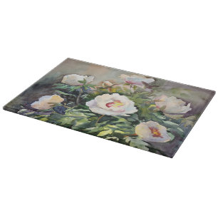 Planche À Découper Peinture d'aquarelle des belles fleurs