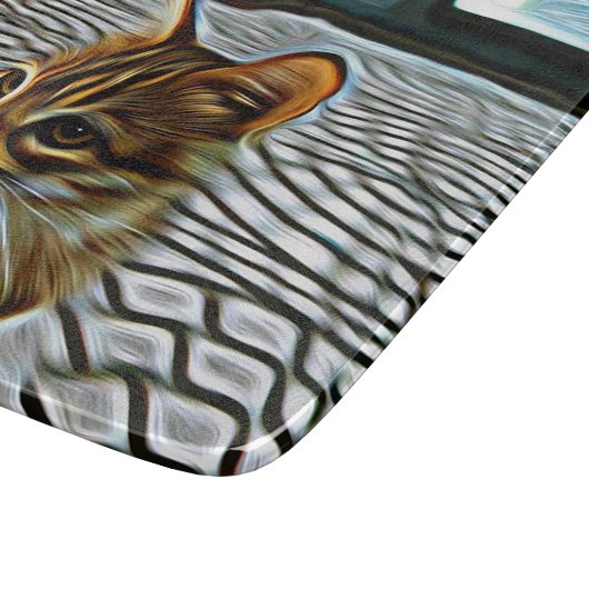 Planche À Découper Peinture de beau chat (Coin)