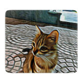 Planche À Découper Peinture de beau chat (Devant)