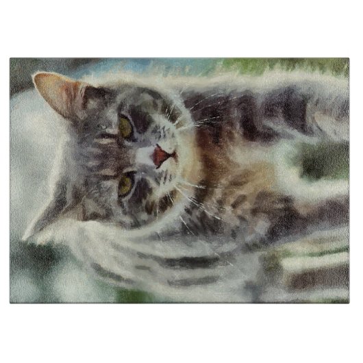 Planche À Découper Peinture de chat (Devant)