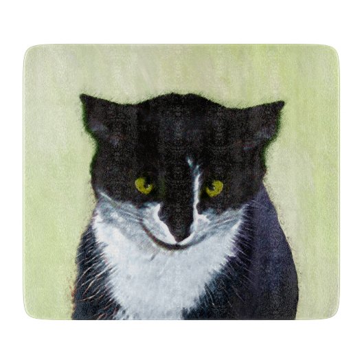 Planche À Découper Peinture de chat Tuxedo - Cute Original Cat Art (Devant)