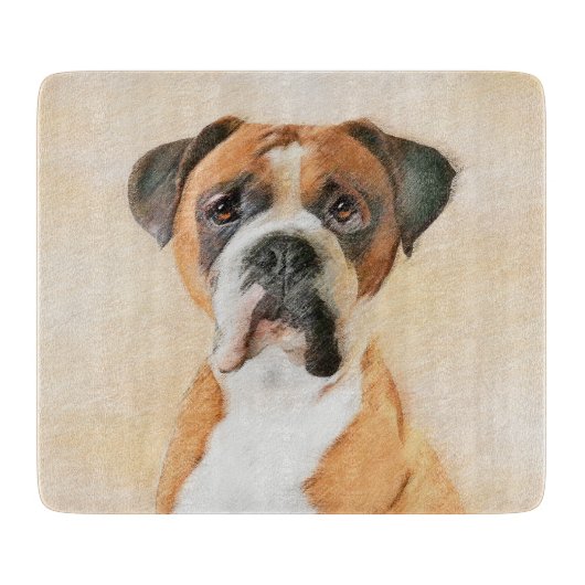 Planche À Découper Peinture de chien Boxer originale non rognée Art a (Devant)