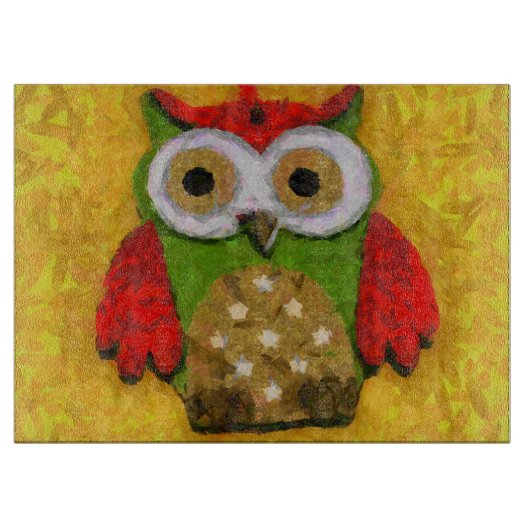 Planche À Découper Peinture de hibou (Devant)