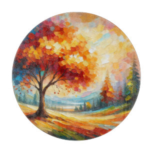 Planche À Découper Peinture de Paysage avec des Couleurs Vives