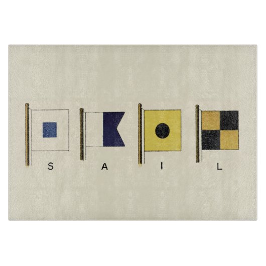 Planche À Découper Peinture de quatre drapeaux avec la voile écrite (Devant)