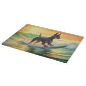 Planche À Découper Peinture de Surf à la Plage des Dobermans (Coin)
