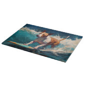 Planche À Découper Peinture de surf de plage de Bull Terrier (Coin)