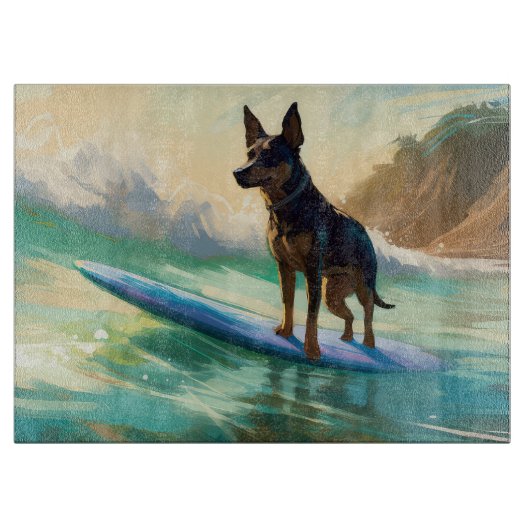 Planche À Découper Peinture de Surf sur Plage de Kelpie Australien (Devant)